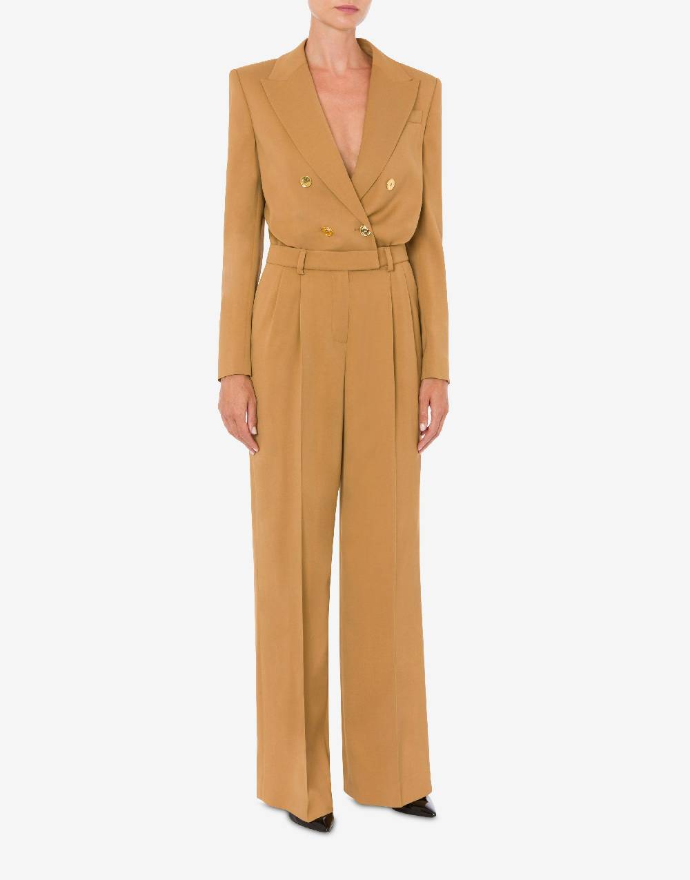 Love Moschino Tuta in diagonale di viscosa stretch Gold Buttons Nuovo