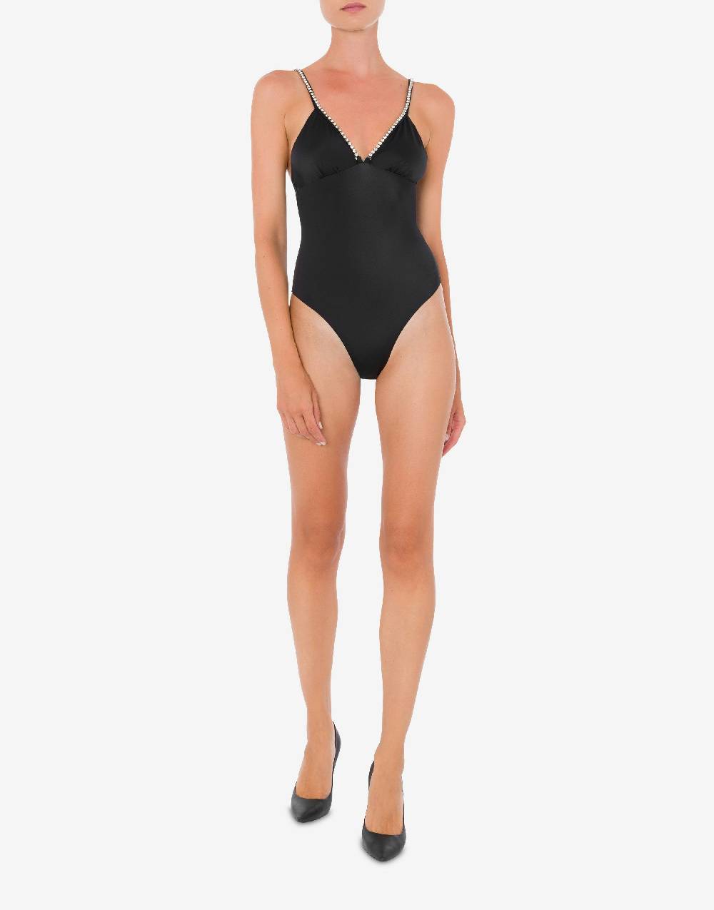 Love Moschino Costume intero Shiny Silver Logo Fino Al -60%
