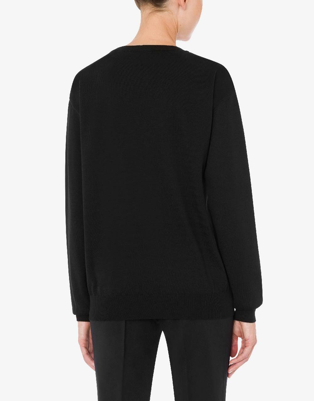 Love Moschino Pullover in cotone Drawn Teddy Bear Prezzo Ridotto