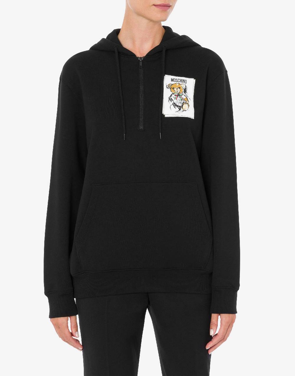 Love Moschino Felpa con cappuccio e zip Drawn Teddy Bear Novità
