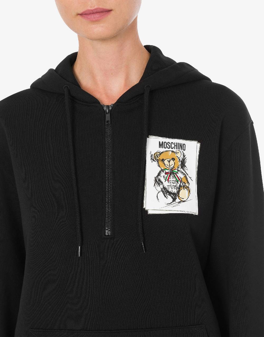 Love Moschino Felpa con cappuccio e zip Drawn Teddy Bear Novità