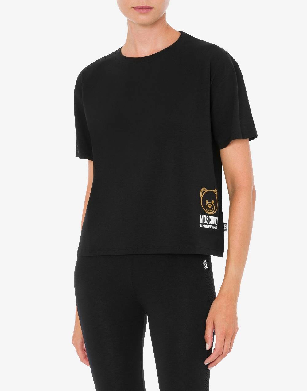Love Moschino T-shirt in jersey stretch Flock Teddy Bear Presa