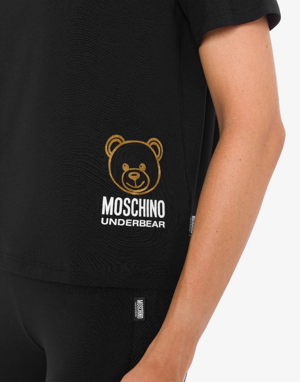 Love Moschino T-shirt in jersey stretch Flock Teddy Bear Presa