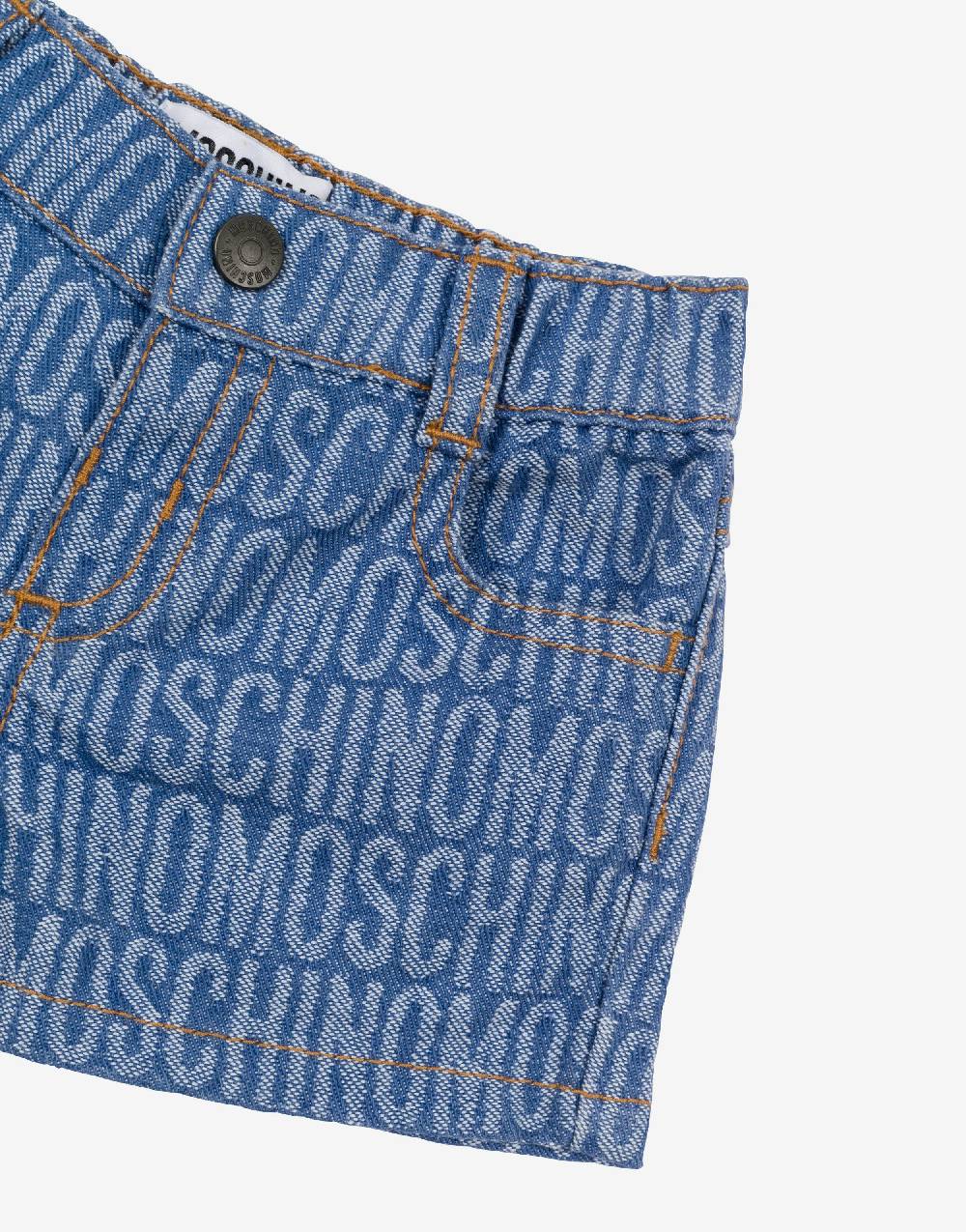 Love Moschino Short in denim Allover Logo Italia