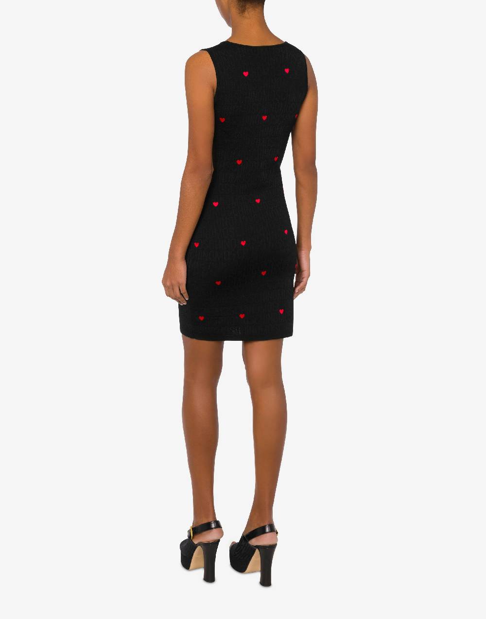 Love Moschino Abito in lana con cuori Allover Logo Qualità Garantita