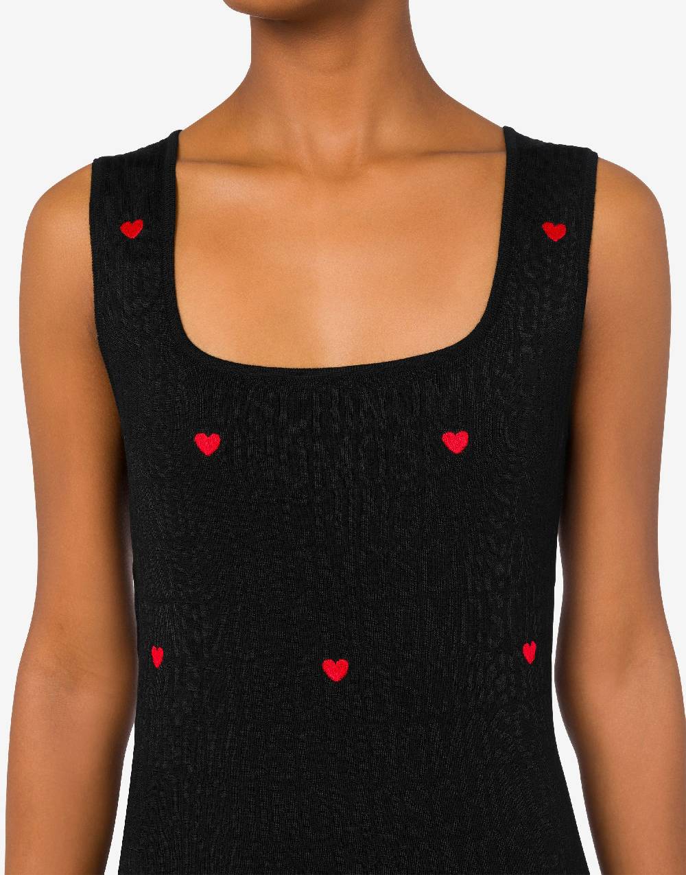 Love Moschino Abito in lana con cuori Allover Logo Qualità Garantita