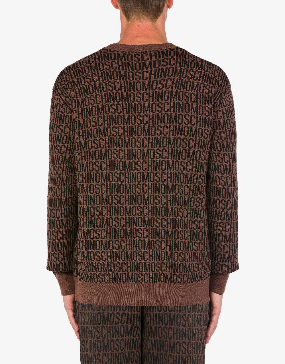 Love Moschino Cardigan in lana jacquard Allover Logo Spedizione Gratuita