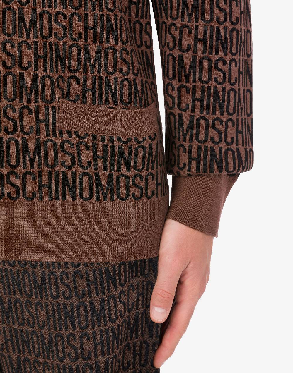 Love Moschino Cardigan in lana jacquard Allover Logo Spedizione Gratuita
