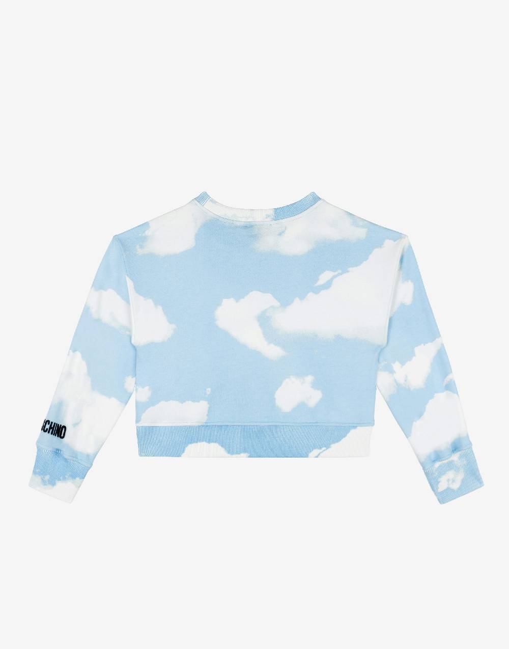 Love Moschino Felpa in cotone Allover Clouds In Vendita
