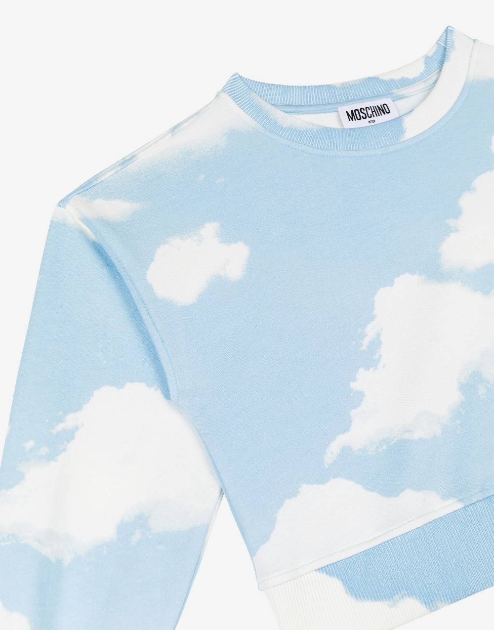 Love Moschino Felpa in cotone Allover Clouds In Vendita