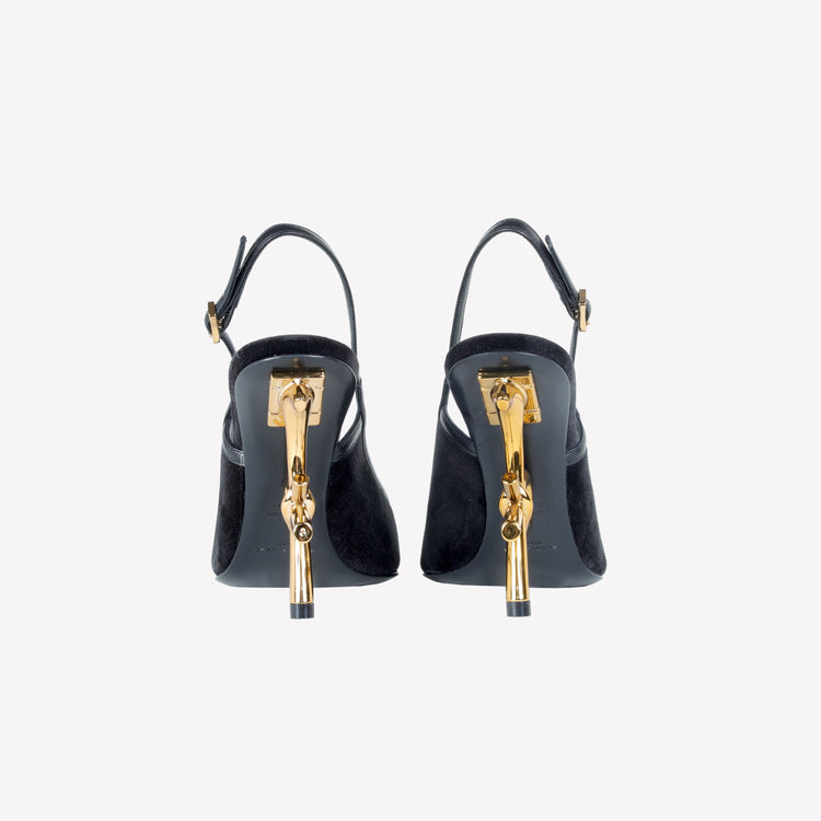 Roberto Festa SLINGBACK IN VELLUTO CON TACCO SCULTURA LOGO SANDY Vendita Calda