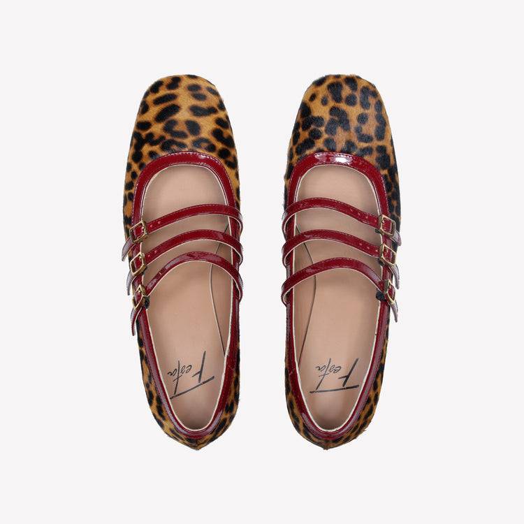 Roberto Festa DECOLLETE’ MARY JANE IN PELLE DI VITELLO CON STAMPA LEOPARDATA E CINTURINI MATY In Saldo
