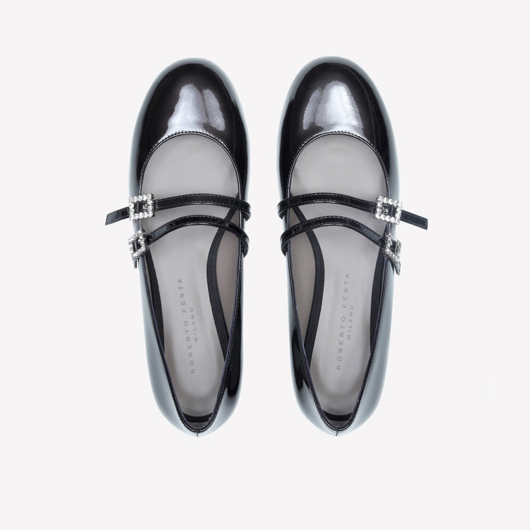 Roberto Festa BALLERINA IN VERNICE CON DOPPIO CINTURINO E FIBBIE STRASS DITS 2025