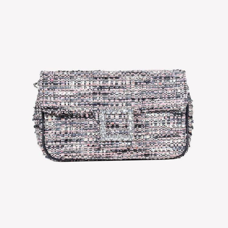 Roberto Festa BORSA A SPALLA IN TESSUTO MULTICOLOR CON ACCESSORIO FIBBIA QUADRA CON CRISTALLI LUNETTE Promozione