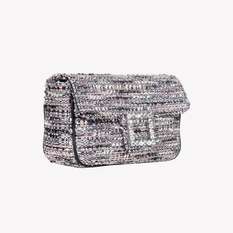 Roberto Festa BORSA A SPALLA IN TESSUTO MULTICOLOR CON ACCESSORIO FIBBIA QUADRA CON CRISTALLI LUNETTE Promozione