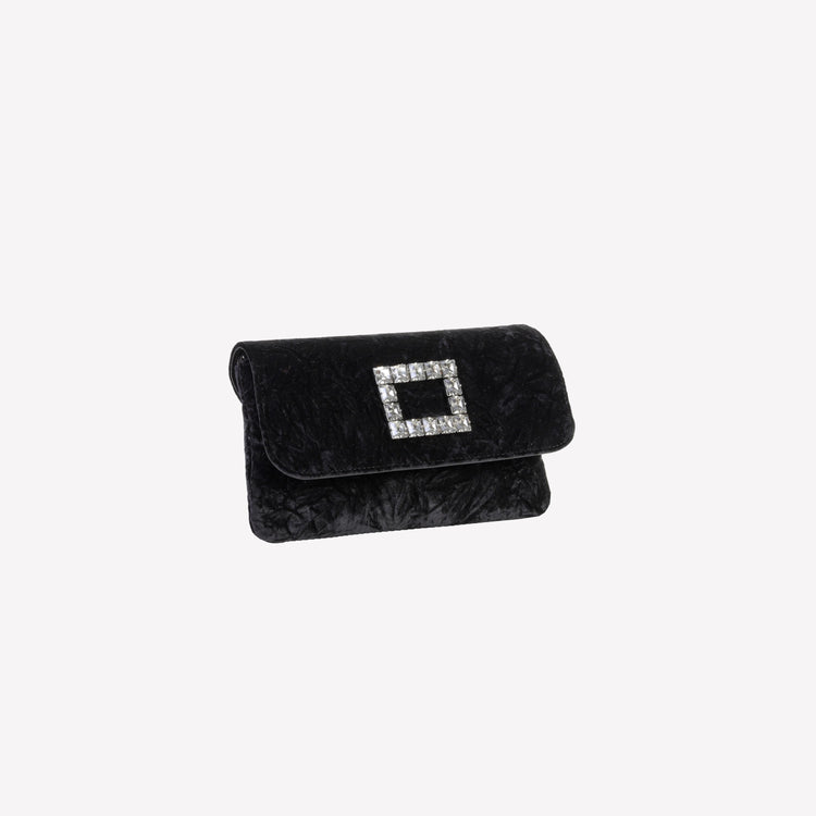 Roberto Festa BORSA IN VELLUTO NERO CON ACCESSORIO STRASS CAPRI LUX Qualità Garantita