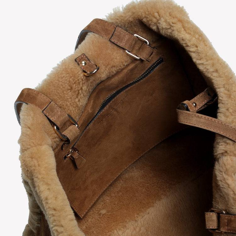 Roberto Festa BORSA SHOPPING IN CAMOSCIO LIGHT BRUCIATO CON RIPORTI IN MONTONE MIELE RAISSA Shopping Online