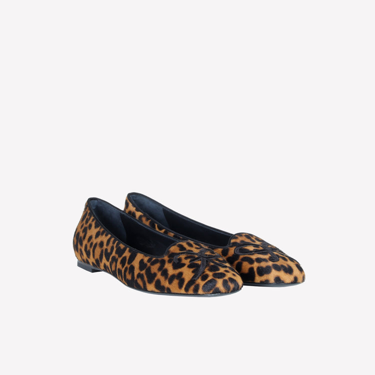 Roberto Festa BALLERINA IN PELLE DI VITELLO CON STAMPA LEOPARDATA CON RICAMO RF FELIX Novità