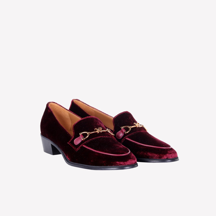Roberto Festa MOCASSINO IN VELLUTO BORDEAUX CON ACCESSORIO MORSETTO ORO AXEL Online