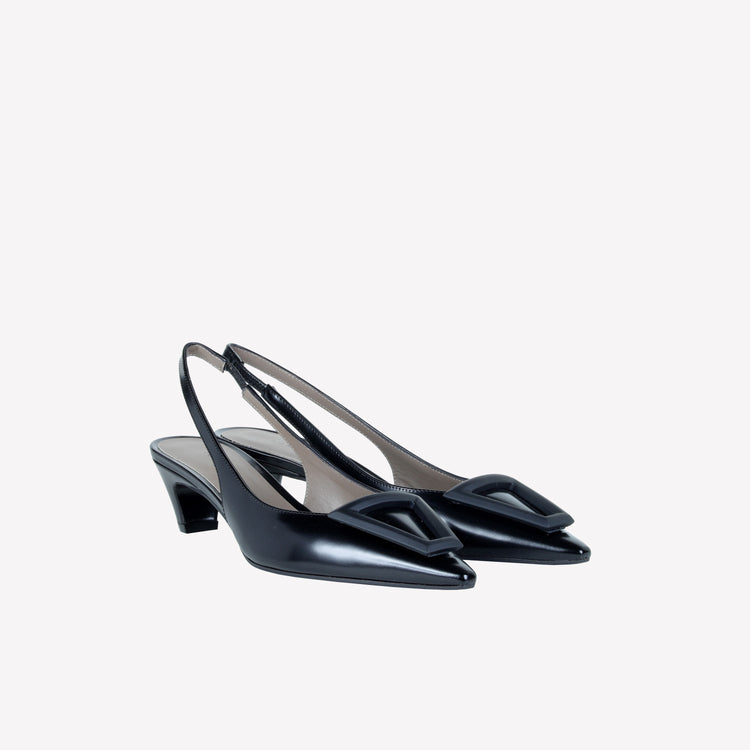Roberto Festa SLINGBACK IN VITELLO SPAZZOLATO NERO CON FIBBIA GOMMATA DORIEN Vendita Calda