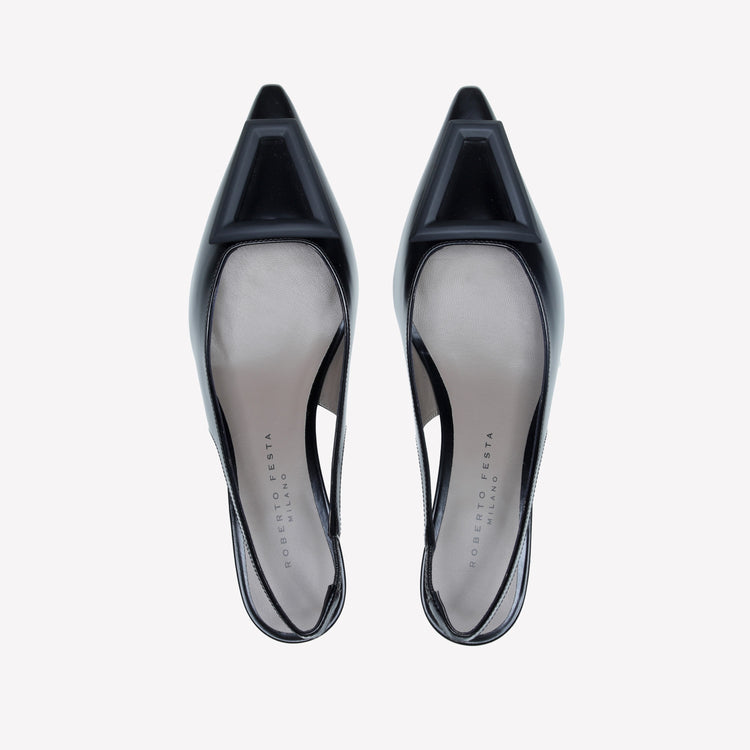Roberto Festa SLINGBACK IN VITELLO SPAZZOLATO NERO CON FIBBIA GOMMATA DORIEN Vendita Calda