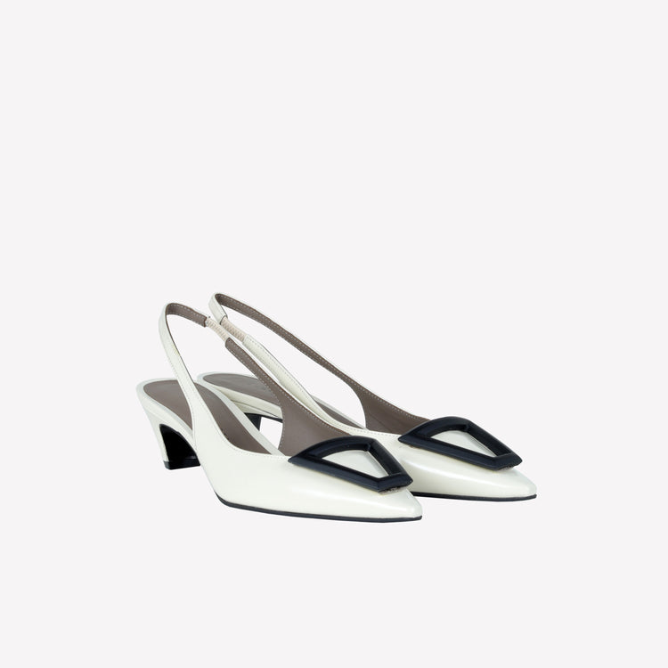 Roberto Festa SLINGBACK IN VITELLO SPAZZOLATO OFF WHITE CON FIBBIA GOMMATA DORIEN Vendita Economica