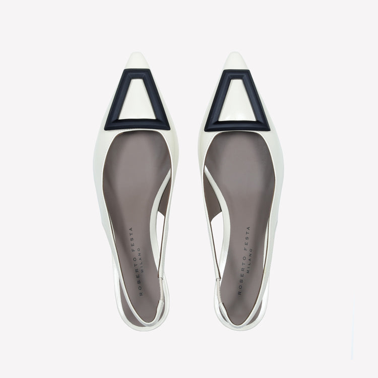 Roberto Festa SLINGBACK IN VITELLO SPAZZOLATO OFF WHITE CON FIBBIA GOMMATA DORIEN Vendita Economica