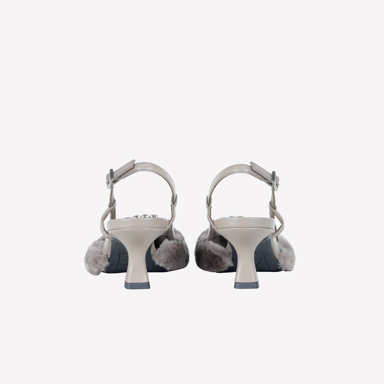 Roberto Festa SLINGBACK IN VISONE NUTRIA CON FIBBIA QUADRA CON CRISTALLI STEFI 2025
