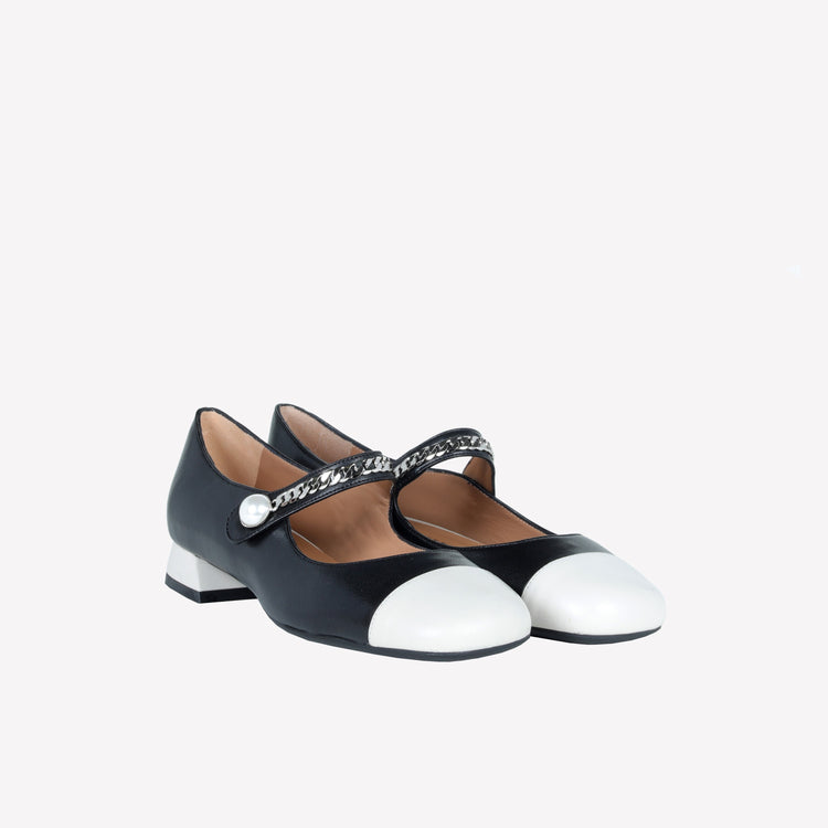 Roberto Festa DECOLLETE’ MARY JANE IN PELLE DI AGNELLO NERA CON PUNTINA CREAM SELENE Promozione