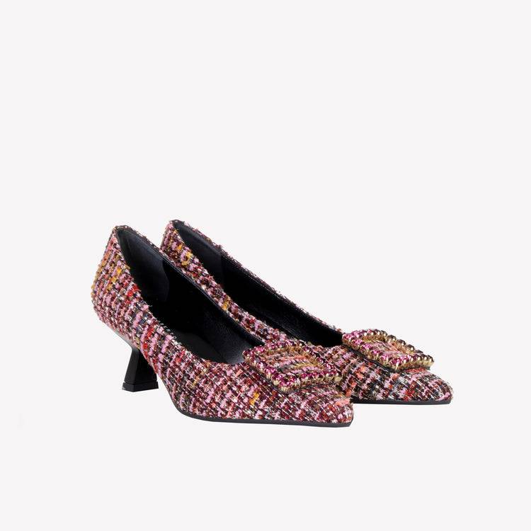 Roberto Festa DÉCOLLETÉ IN BOUCLÉ MULTICOLOR CON ACCESSORIO STRASS EVILLY Affare Del Giorno