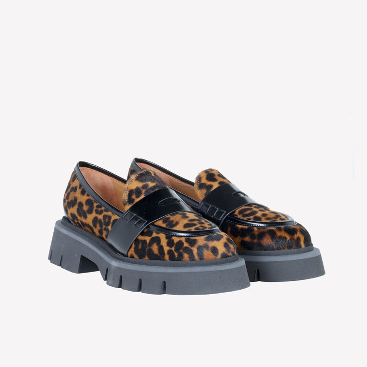 Roberto Festa MOCASSINO IN PELLE DI VITELLO CON STAMPA LEOPARDATA ALIAH Economico