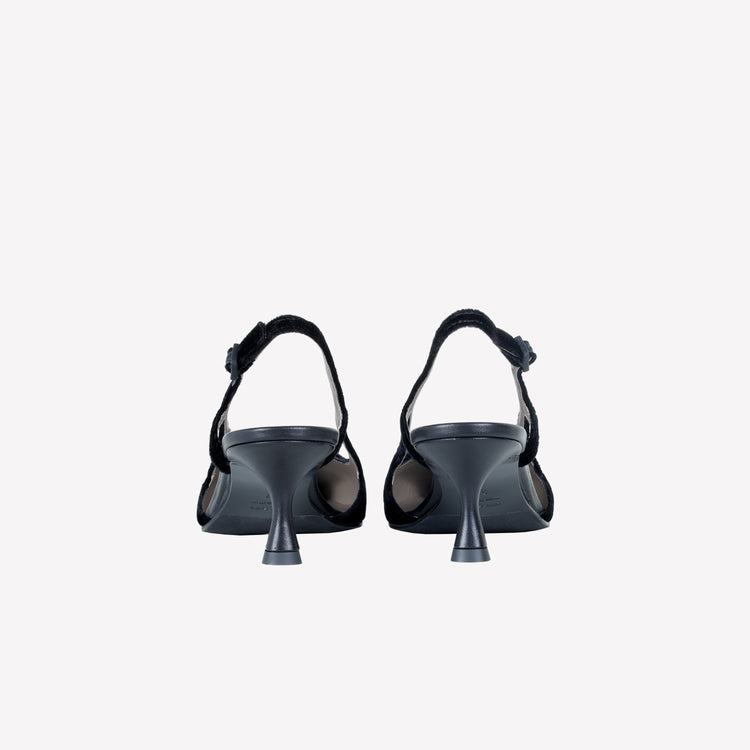 Roberto Festa SLINGBACK IN VELLUTO CON FIBBIA CRISTALLI BAGUETTE ATENA Vendita Calda