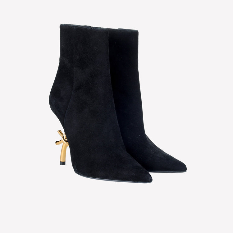 Roberto Festa ANKLE BOOT IN CAMOSCIO CON TACCO SCULTURA LOGO SCARLETT Vendita Economica
