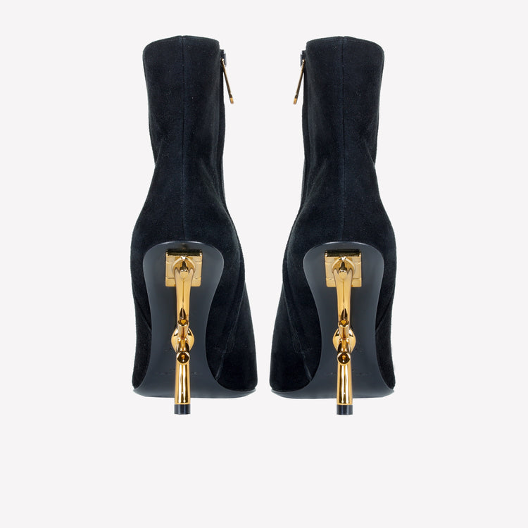 Roberto Festa ANKLE BOOT IN CAMOSCIO CON TACCO SCULTURA LOGO SCARLETT Vendita Economica