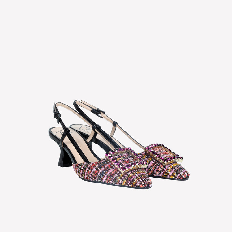 Roberto Festa slingback in pave multicolor e accessorio strass stefy Saldi Di Fabbrica