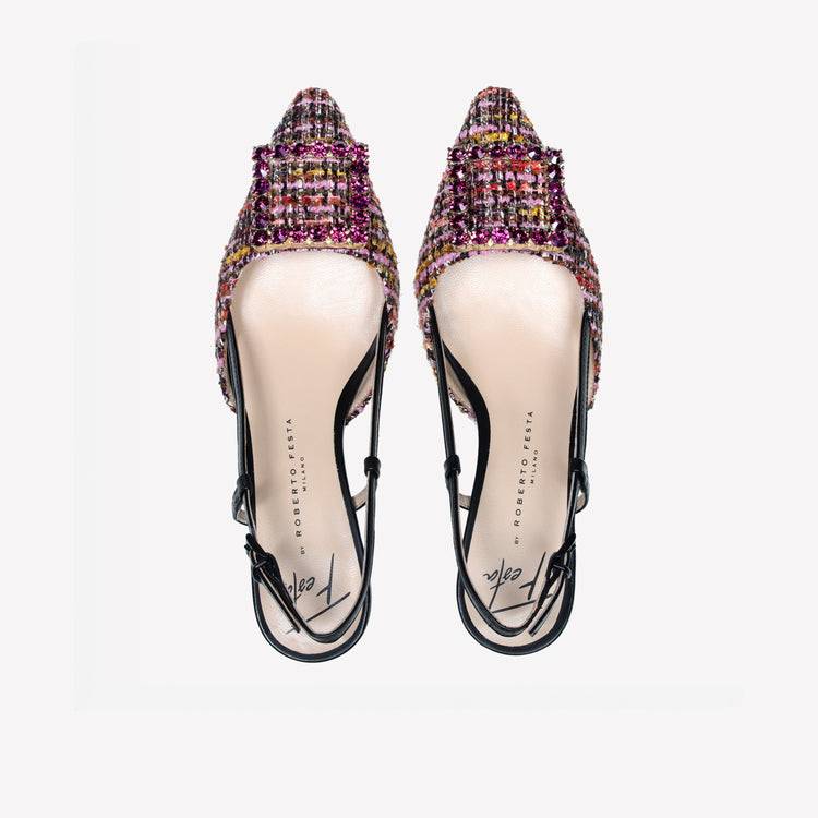 Roberto Festa slingback in pave multicolor e accessorio strass stefy Saldi Di Fabbrica