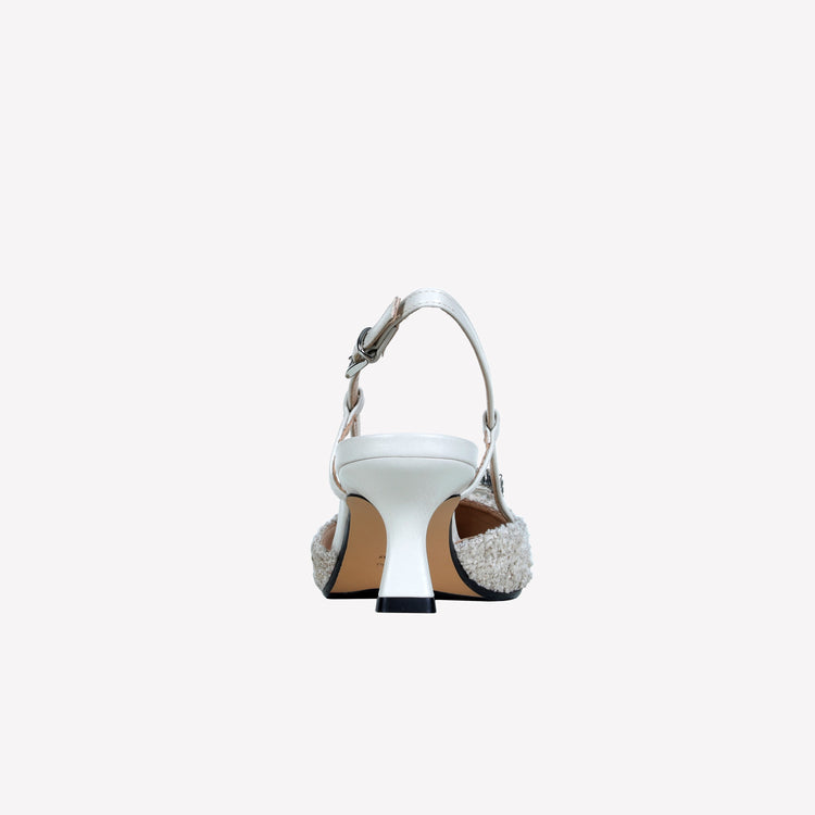 Roberto Festa slingback in boucle cream e accessorio strass stefy Economico