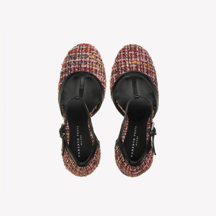 Roberto Festa DÉCOLLETÉ T-STRAP IN BOUCLÉ MULTICOLOR OLIMPYA In Vendita