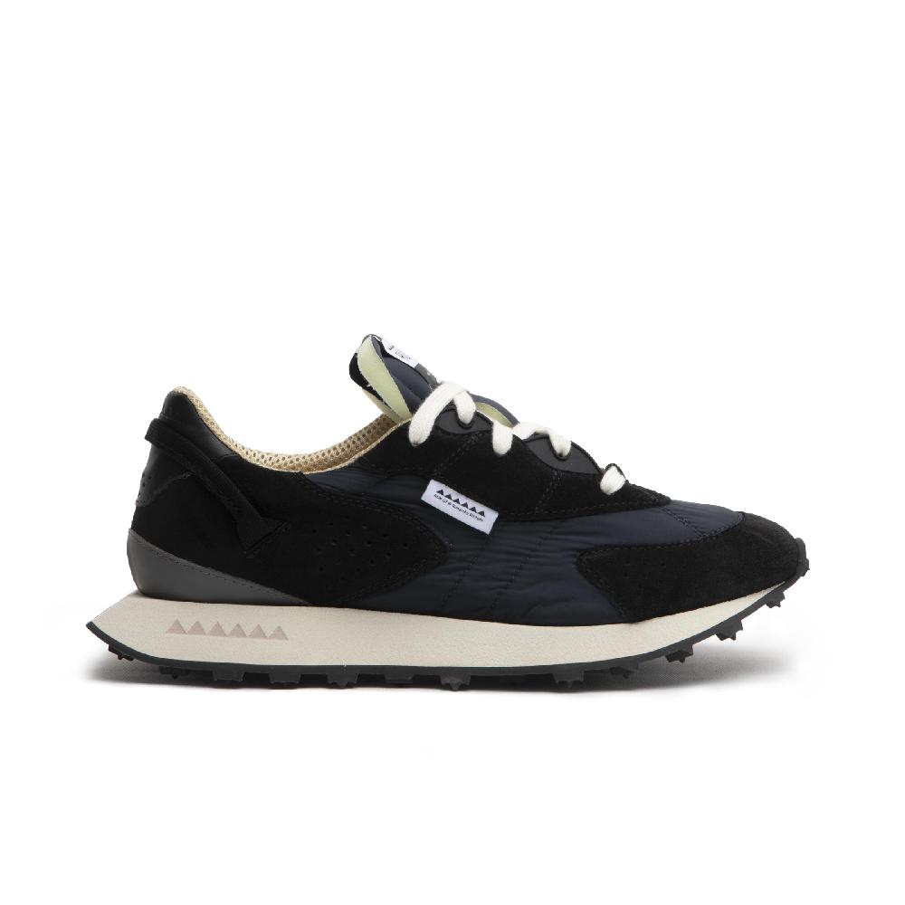 RUN OF Kripto sneakers in pelle scamosciata nera e nylon nero Vendita Calda