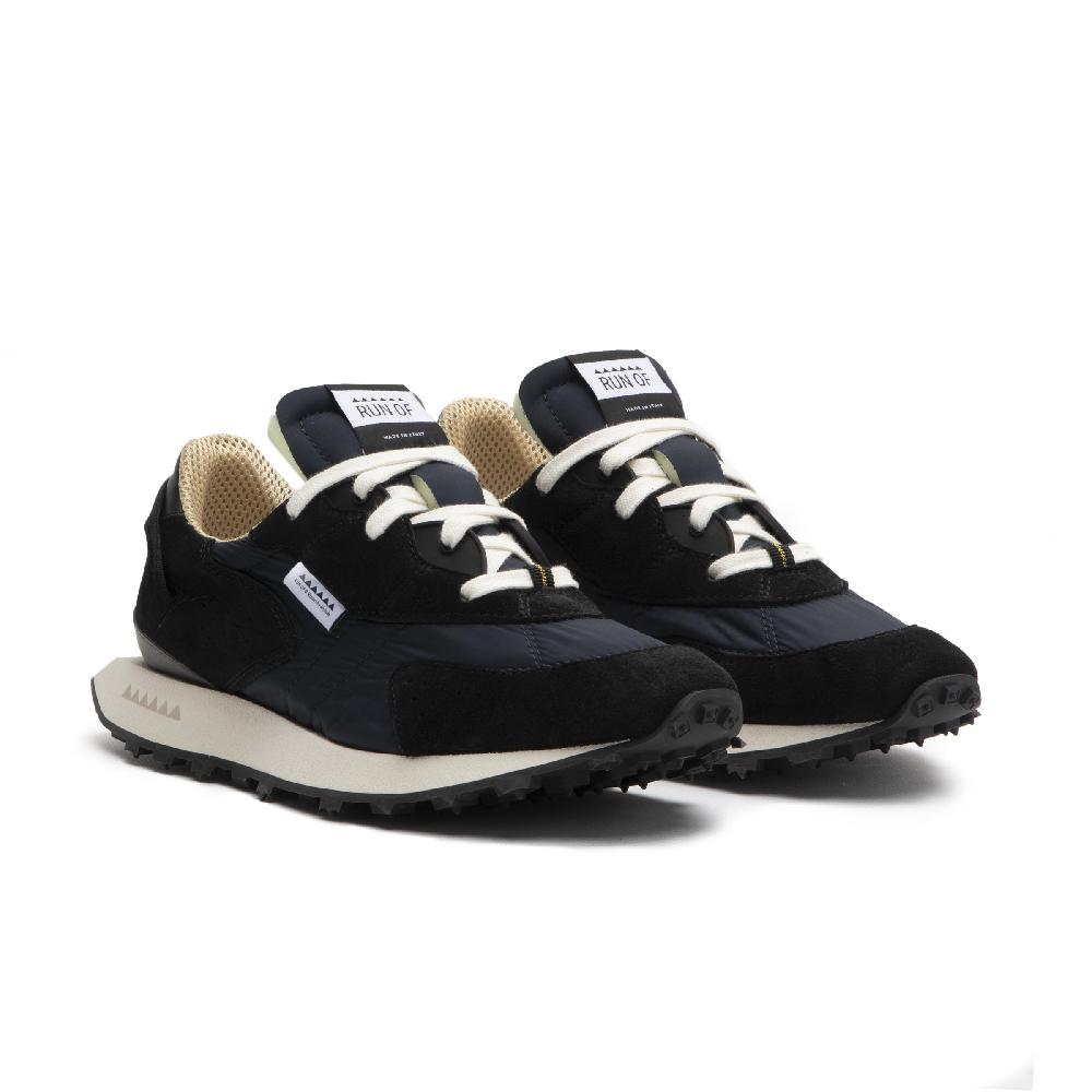 RUN OF Kripto sneakers in pelle scamosciata nera e nylon nero Vendita Calda