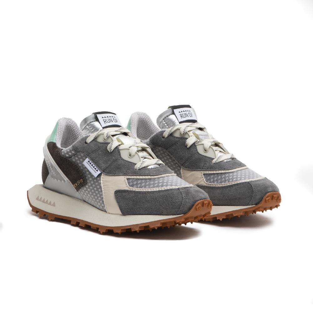 RUN OF Abelia sneakers in pelle scamosciata e rete di nylon con talloncino in pelle % Vendita Economica