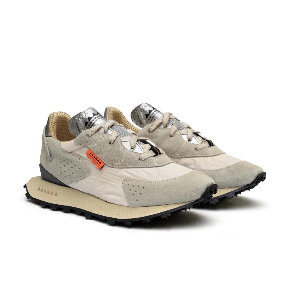 RUN OF Vaporix sneakers in pelle scamosciata stone e nylon con effetto vintage UV Vendite Flash