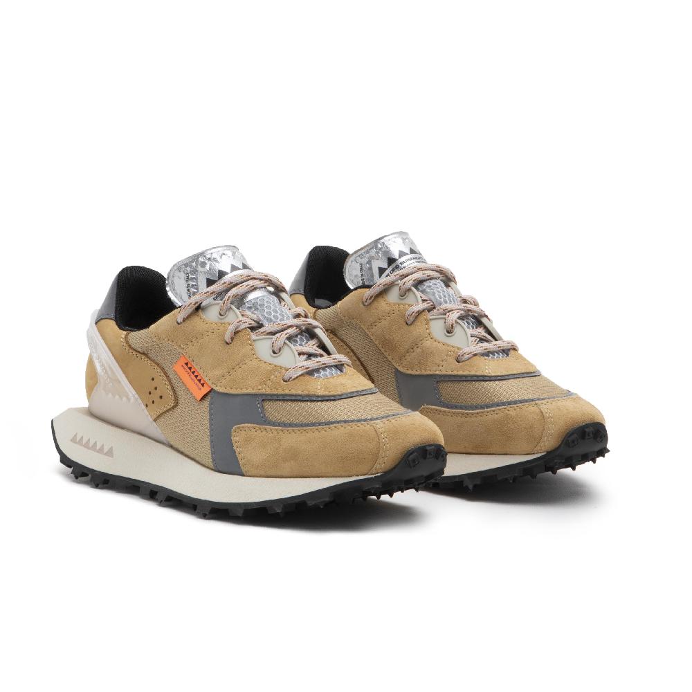 RUN OF Atene sneakers in pelle scamosciata marrone chiaro nabuk e nylon Negozio
