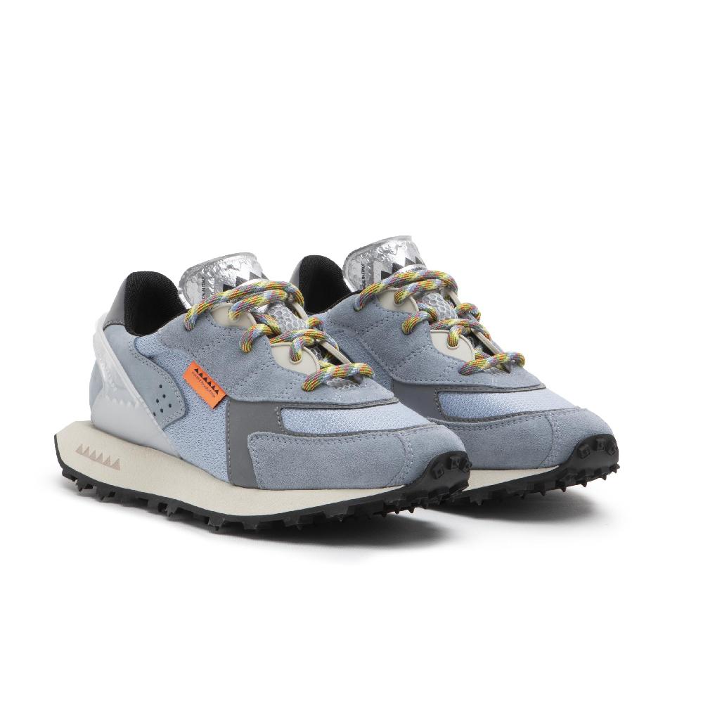 RUN OF Stramilano sneakers celesti in pelle scamosciata nabuk e nylon Nuova