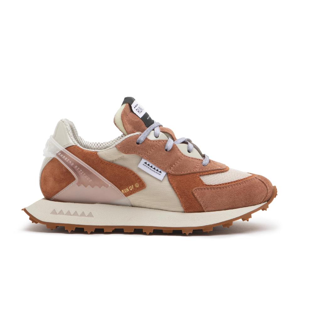 RUN OF Vibe sneakers in suede color mattone e mesh In Linea