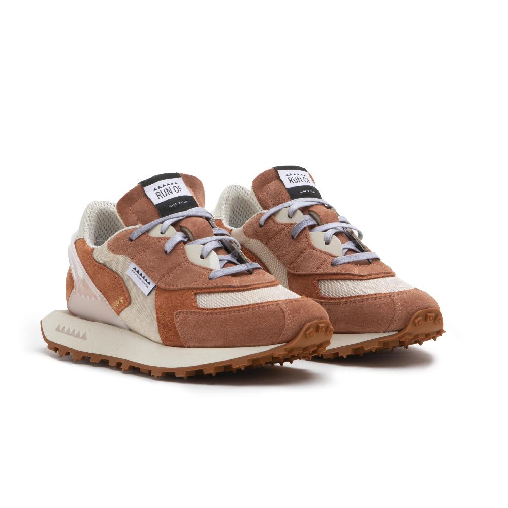 RUN OF Vibe sneakers in suede color mattone e mesh In Linea