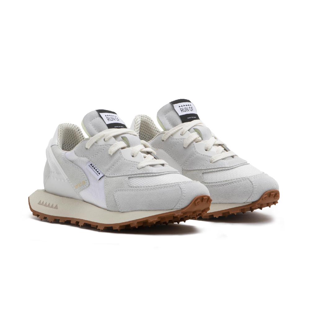 RUN OF Purity sneaker bianche in pelle scamosciata nylon e mesh Vendita