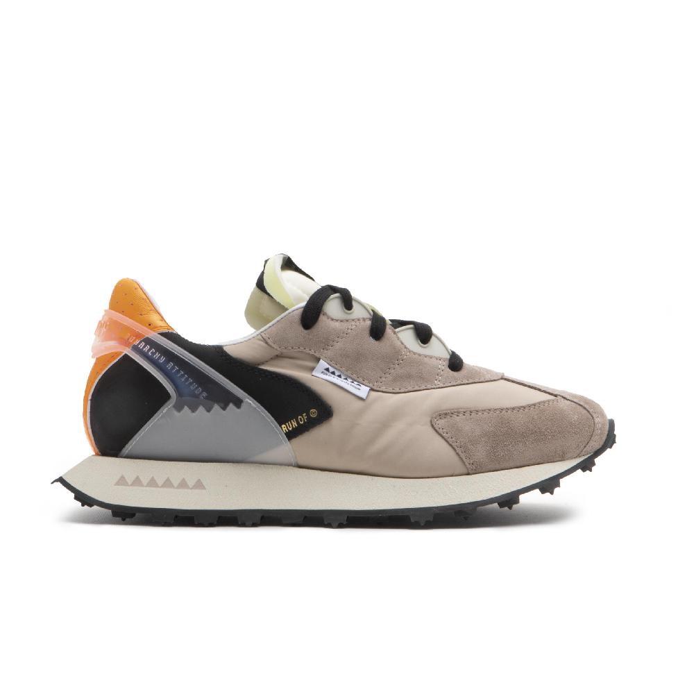 RUN OF Iberica sneakers in pelle scamosciata e nylon con talloncino arancione Offerta temporanea