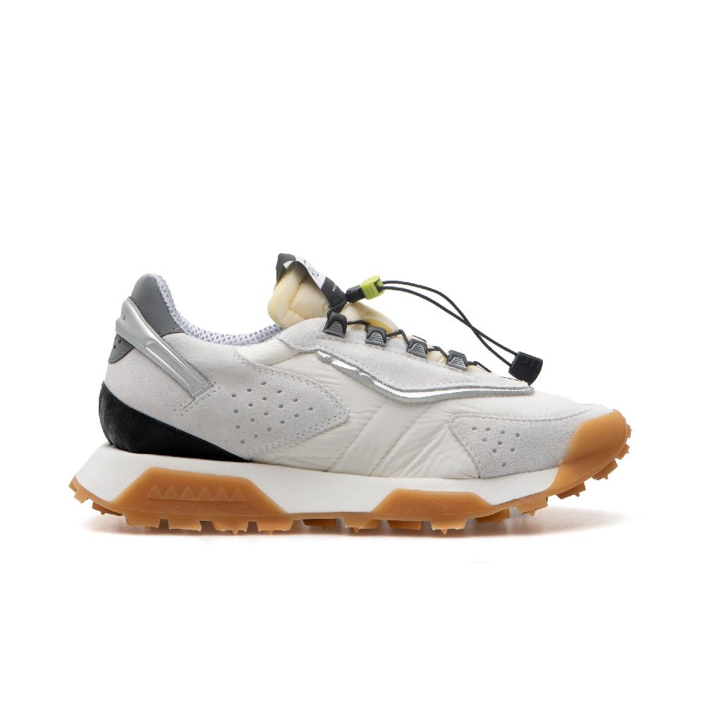 RUN OF Path sneakers in pelle scamosciata bianca e nylon con sistema di chiusura rapida Fino Al -60%