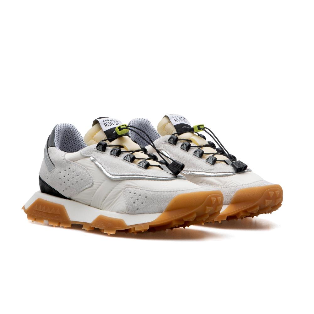 RUN OF Path sneakers in pelle scamosciata bianca e nylon con sistema di chiusura rapida Fino Al -60%